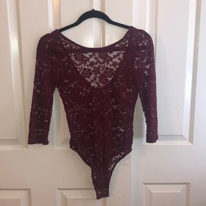 Ambiance lace bodysuit | Color: Maroon | Size: Small